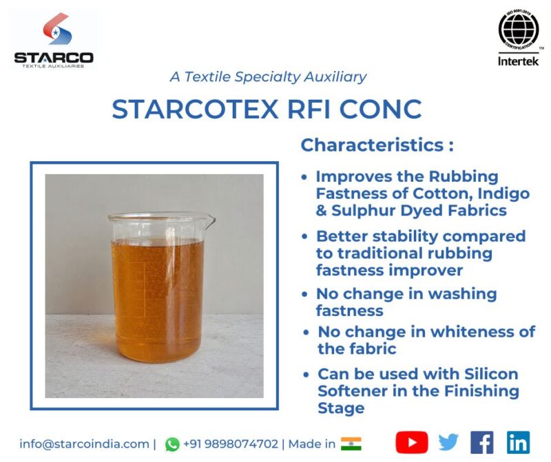 Wet rubbing fastness improver for cotton and blended fabrics - STARCOTEX RFI CONC.
